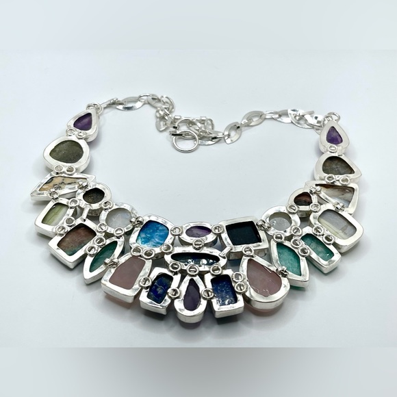 Semi Precious Stones & Crystal Statement Necklace - Picture 5 of 13